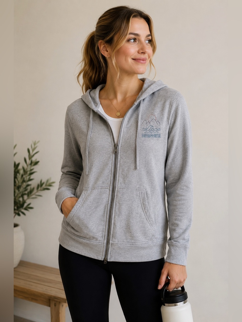 Patagonia Women’s Gray Full Zip Hoodie Organic Cotton Size Small